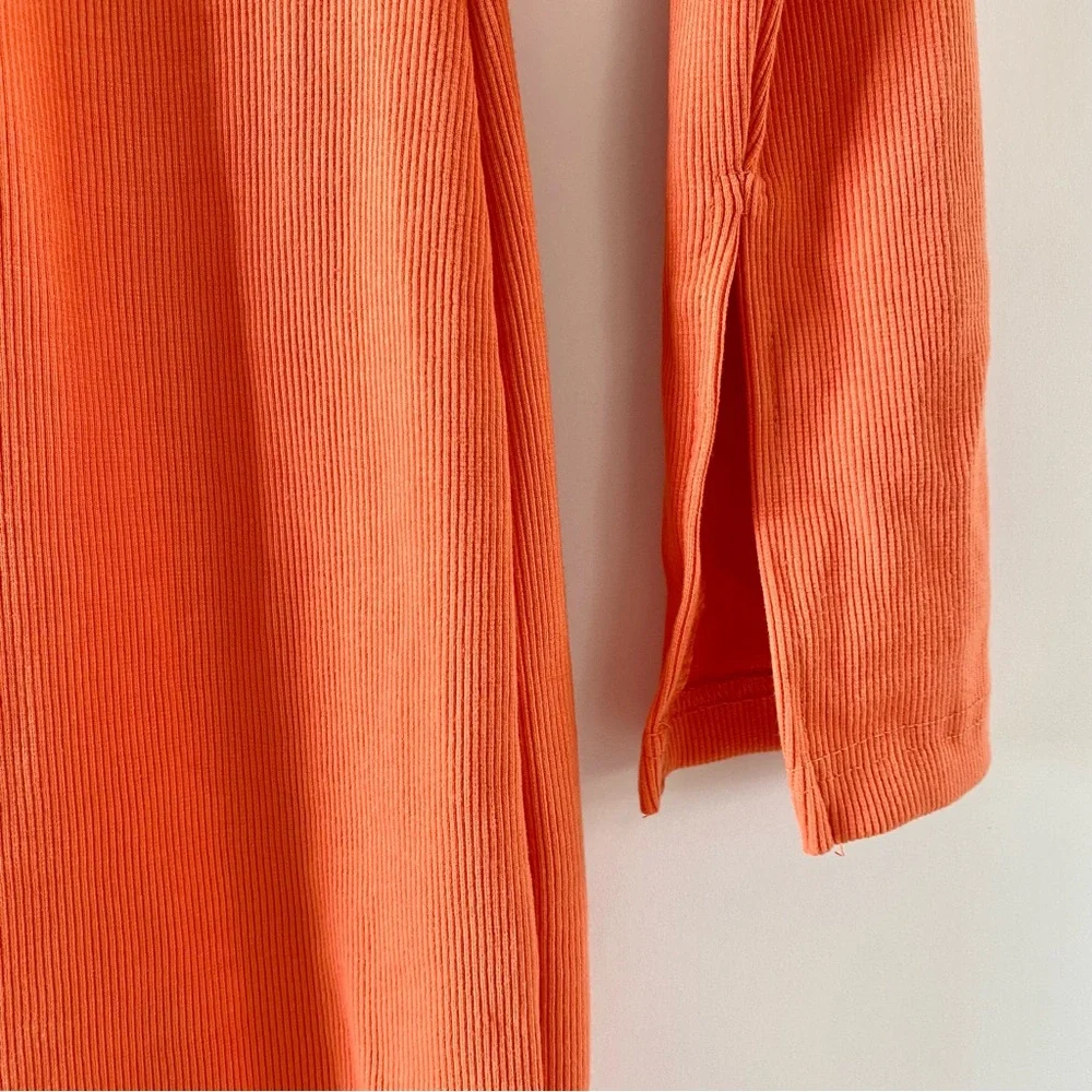 NWT Missguided Cut Out Long Sleeve Rib Bodycon Midi Dress Orange 2 - Picture 8 of 16